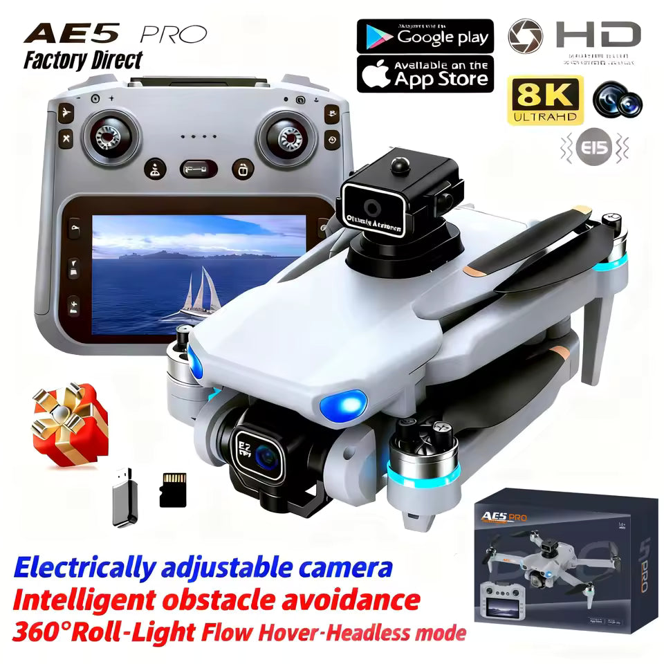AE5 Pro Drone 8K HD - 4.5" Screen with Brushless Motor 🚁📺