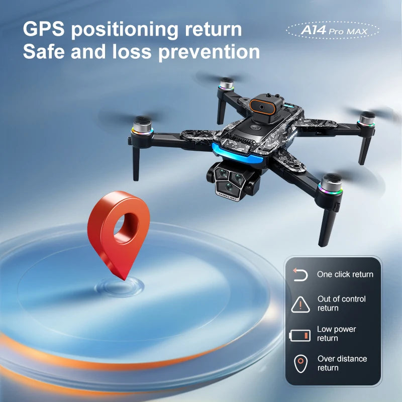A14 Pro Max 8K Drone – GPS, Brushless Motor & 10KM Range