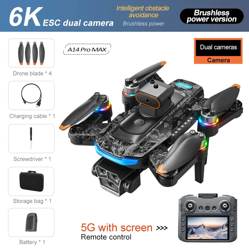 A14 Pro Max 8K Drone – GPS, Brushless Motor & 10KM Range