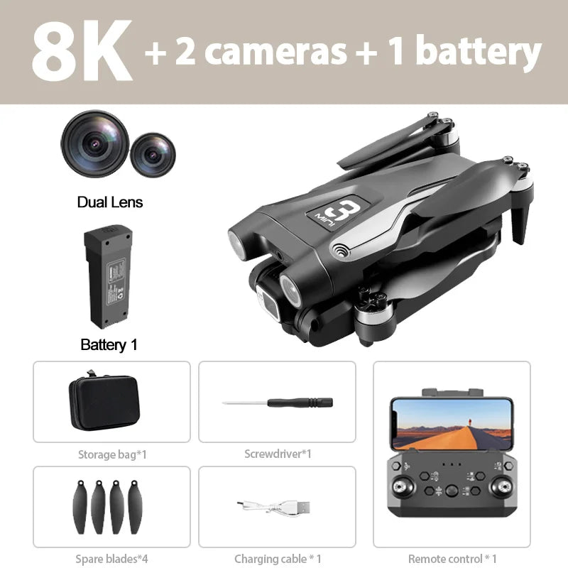 Z908 Pro MAX RC Drone — 4K/6K/8K Camera, Optical Flow, 3-Sided Obstacle Avoidance, 25-Min Flight