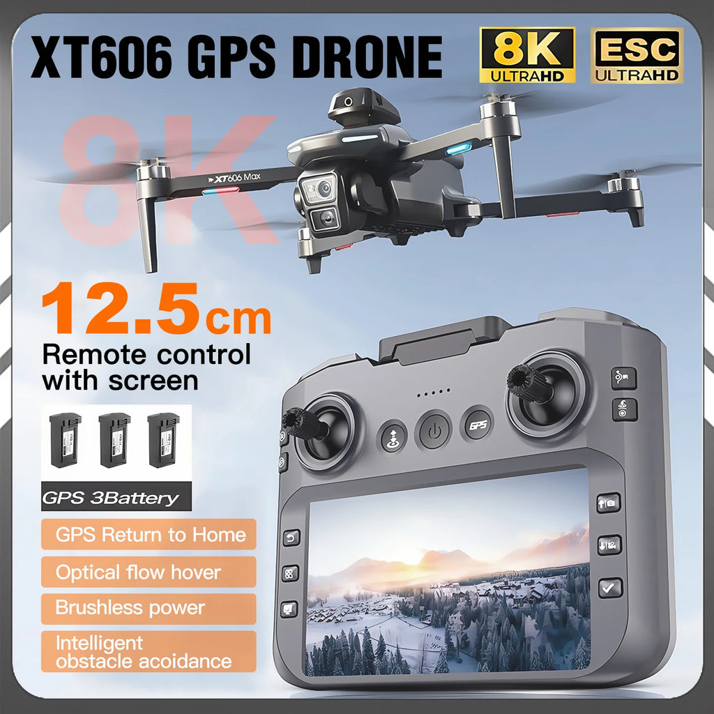 XT606 MAX GPS Drone — 4K/6K/8K Camera, Visual Obstacle Avoidance, Brushless, 25-Min Flight