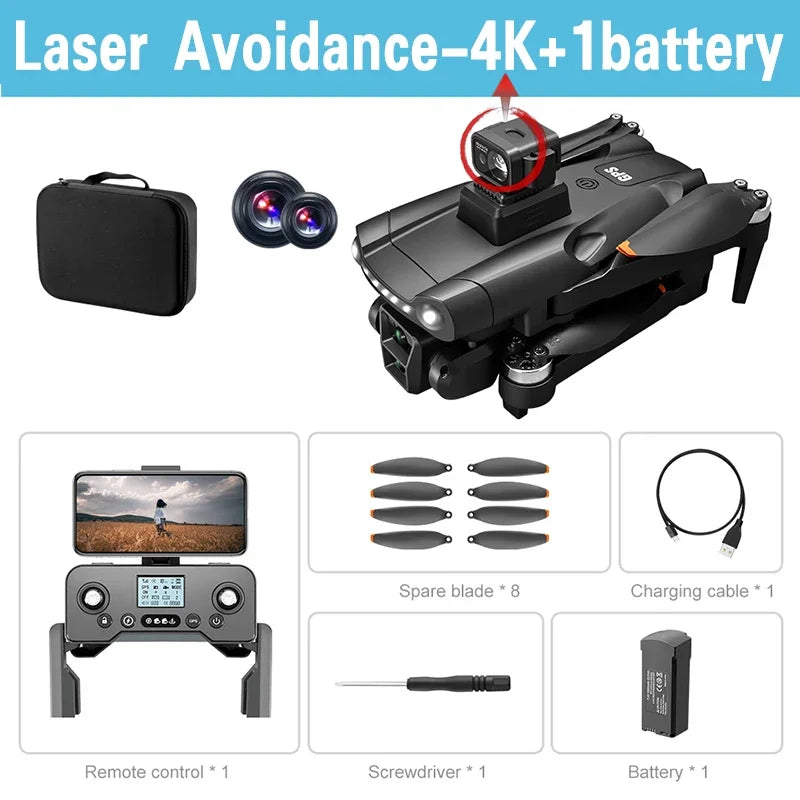 V198GPS GPS Drone — 4K/8K Camera, Laser Obstacle Avoidance, Brushless, 30-Min Flight