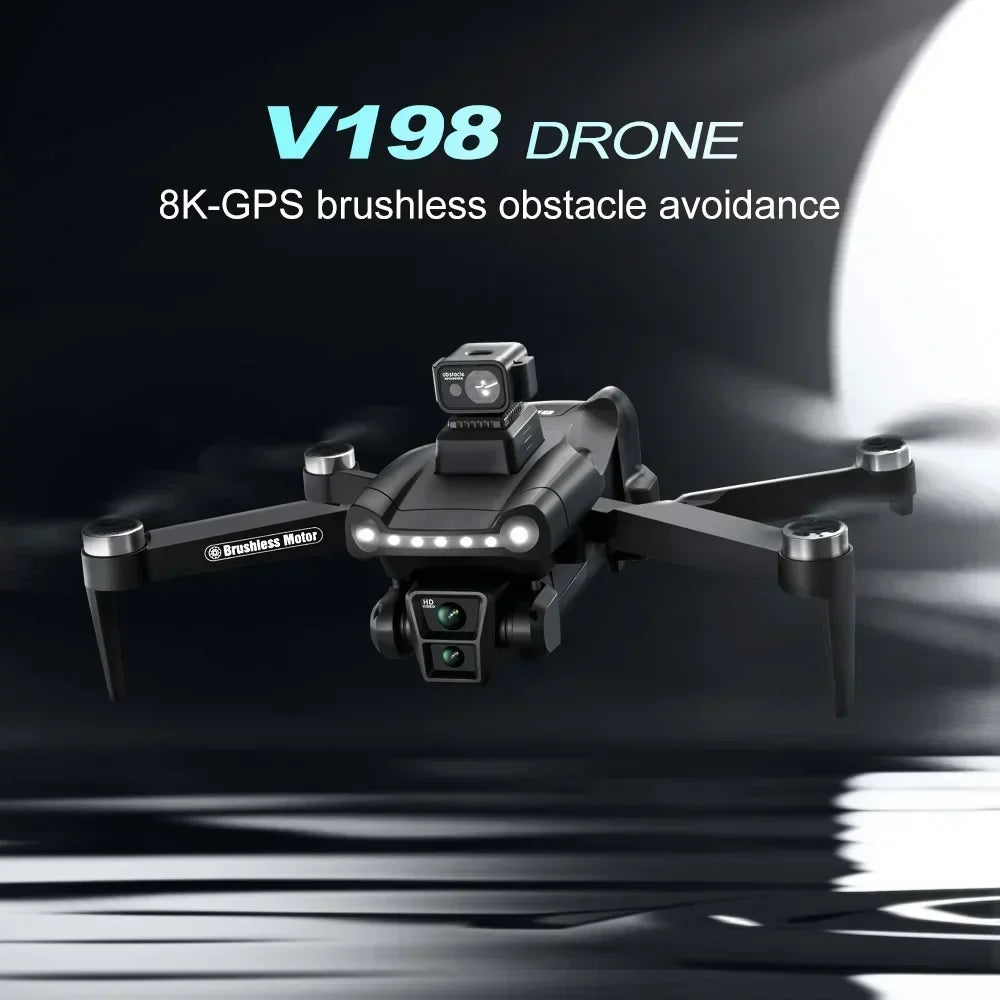 V198GPS GPS Drone — 4K/8K Camera, Laser Obstacle Avoidance, Brushless, 30-Min Flight