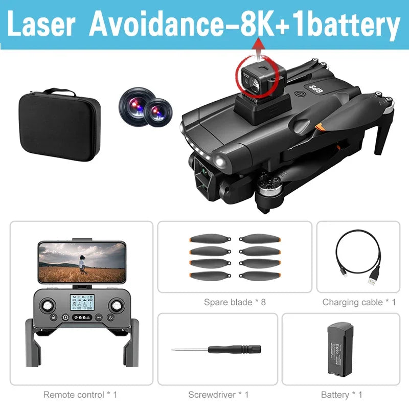 V198GPS GPS Drone — 4K/8K Camera, Laser Obstacle Avoidance, Brushless, 30-Min Flight