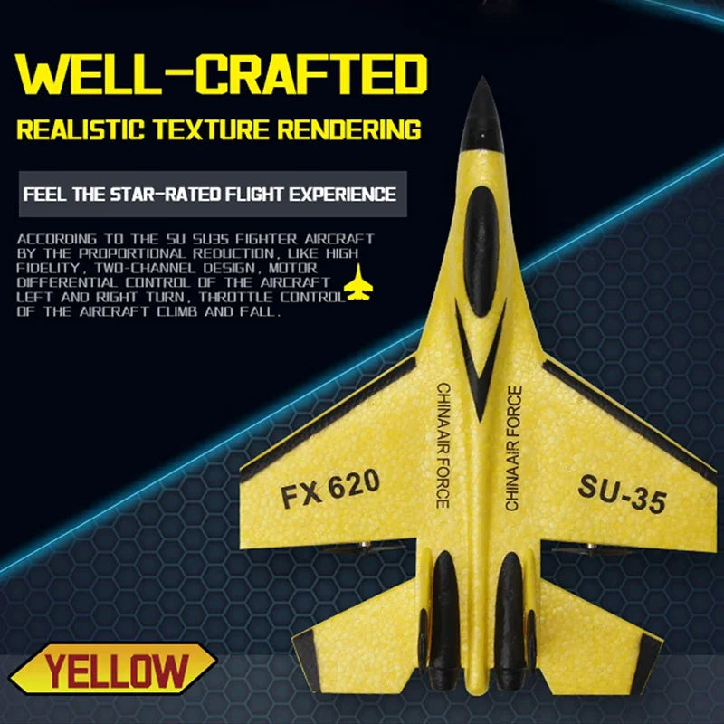FX620 RC Foam Fighter Plane - 2.4G Radio Control SU-35 Glider for Beginners ✈️🔴