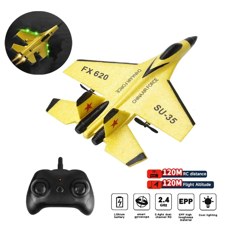 FX620 RC Foam Fighter Plane - 2.4G Radio Control SU-35 Glider for Beginners ✈️🔴