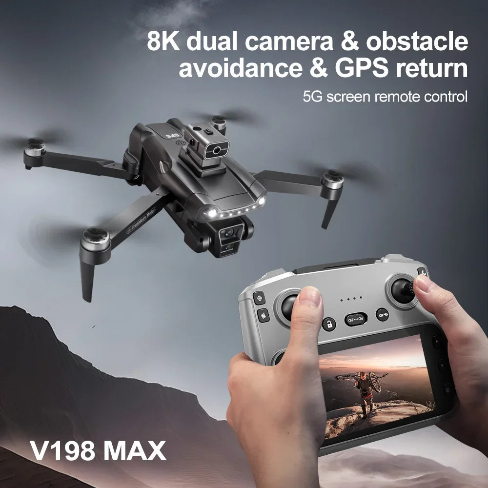 V198GPS GPS Drone — 4K/8K Camera, Laser Obstacle Avoidance, Brushless, 30-Min Flight
