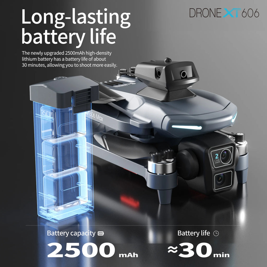 XT606 MAX GPS Drone — 4K/6K/8K Camera, Visual Obstacle Avoidance, Brushless, 25-Min Flight