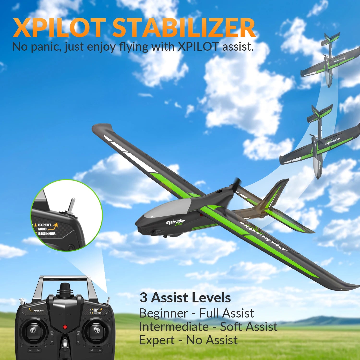 Volantexrc Ranger600 RC Glider - 600mm 6-Axis XPILOT Stabilizer 3-Level Flight Assist ✈️🌬️
