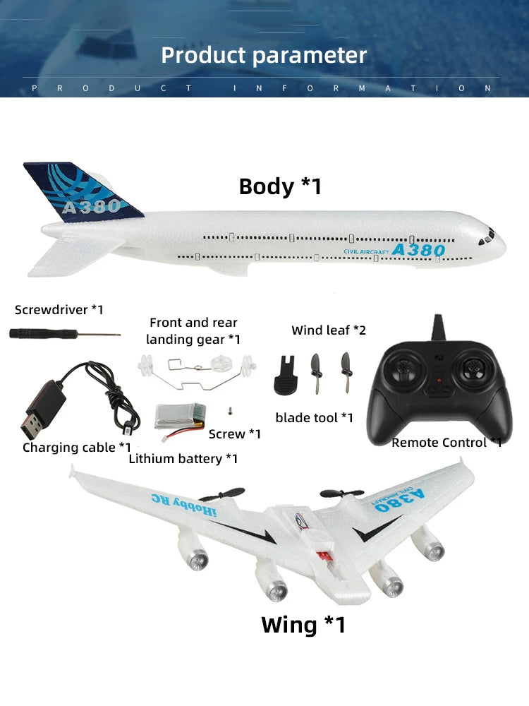 A380 Airbus RC Foam Glider - 2.4G Fixed Wing RTF Plane 420mm Wingspan ✈️🛫