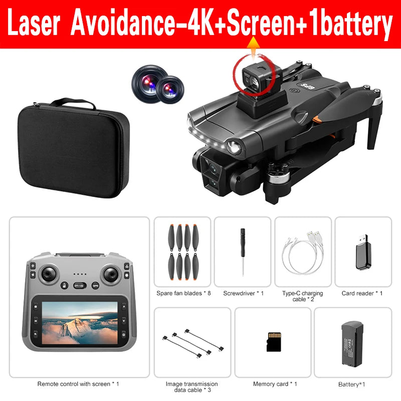 V198GPS GPS Drone — 4K/8K Camera, Laser Obstacle Avoidance, Brushless, 30-Min Flight
