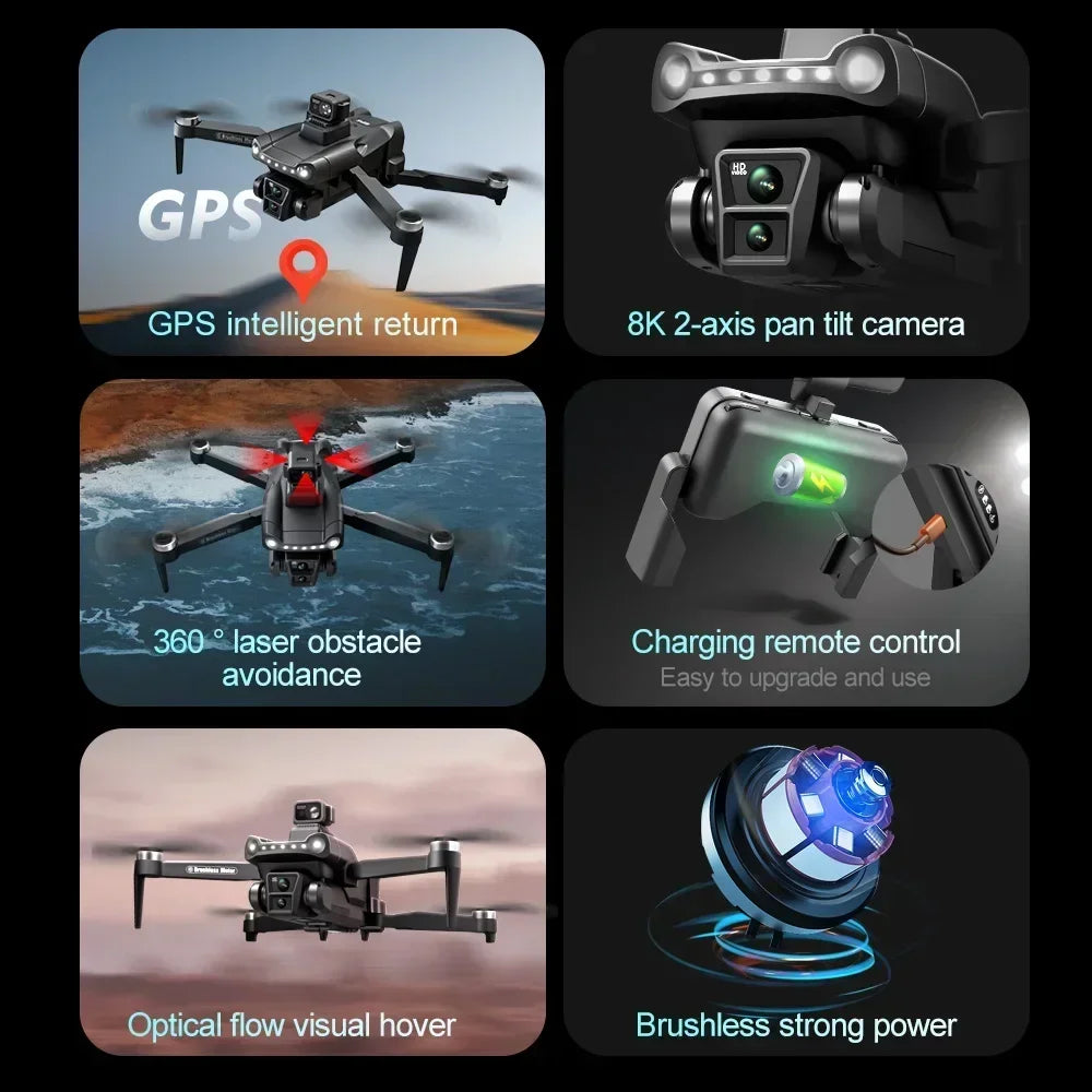 V198GPS GPS Drone — 4K/8K Camera, Laser Obstacle Avoidance, Brushless, 30-Min Flight